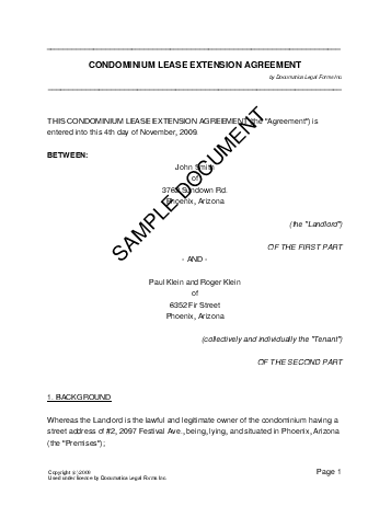 Lease Extension Agreement template free sample