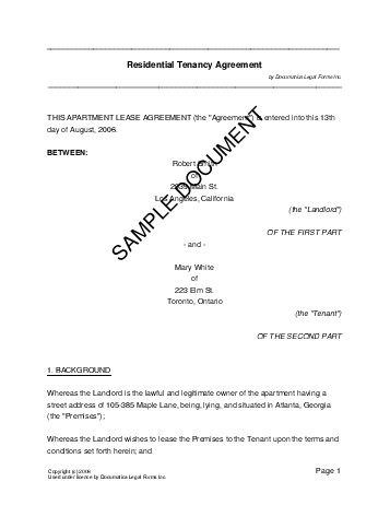 View a sample USA PDF Residential Rental/Lease