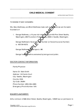 child power of attorney form