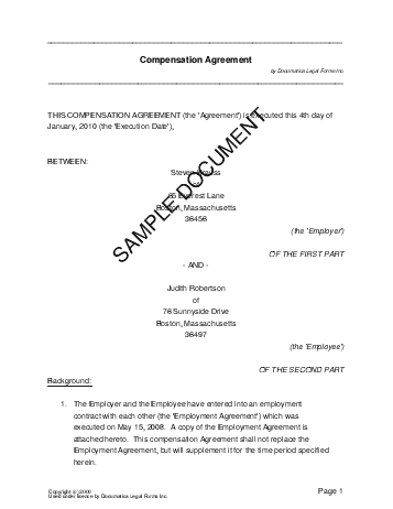 Compensation Agreement template free sample