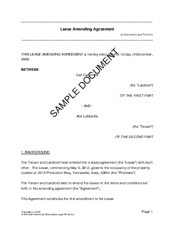 Lease Amending Agreement template free sample