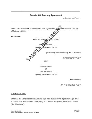 Residential Rental/Lease (Australian) template free sample