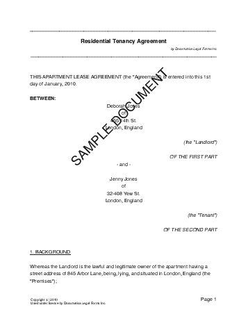 Residential Rental/Lease (United Kingdom) template free sample