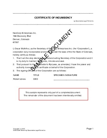 Certificate of Incumbency (Brazil) - Legal Templates 