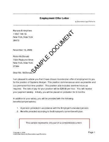 Employment Offer Letter Sample from www.documatica-forms.com