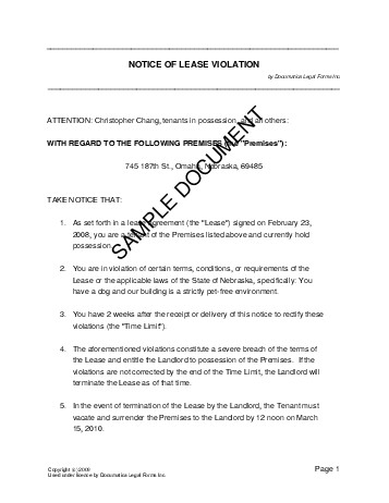 notice lease violation sample south africa canada forms philippines usa template samples brazil india agreements canadian african documatica mexico form