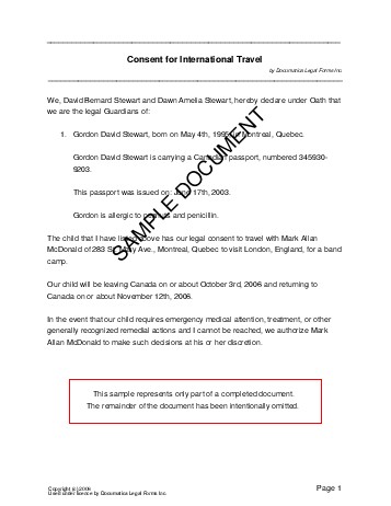 travel consent letter canada