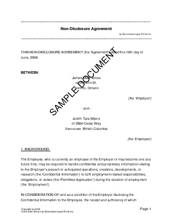 Confidentiality Agreement Canada  Legal Templates  Agreements, Contracts and Forms