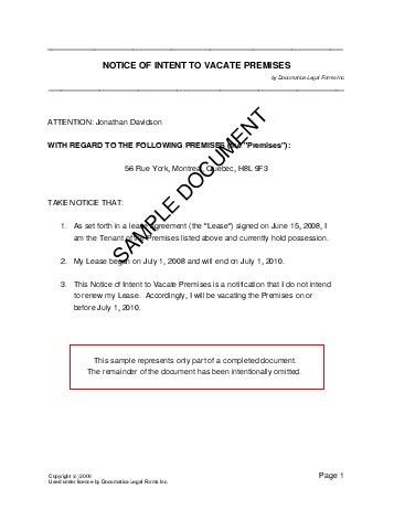 Notice To Vacate Letter Template from www.documatica-forms.com