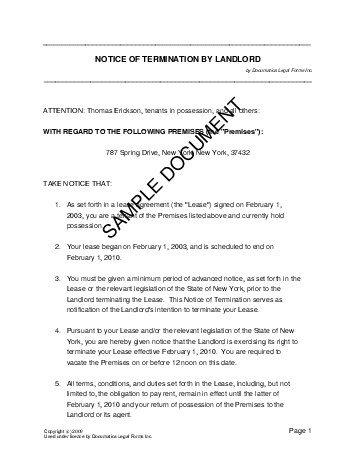 Sample Termination Of Tenancy Letter From Landlord from www.documatica-forms.com