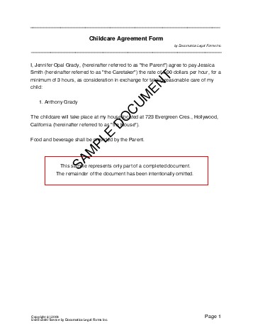 Free Sample Child Support Agreement Template Forms from www.documatica-forms.com