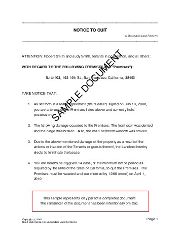 Notice to Quit (Nigeria) - Legal Templates - Agreements 