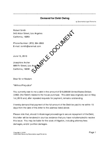 Attorney Demand Letter For Payment from www.documatica-forms.com