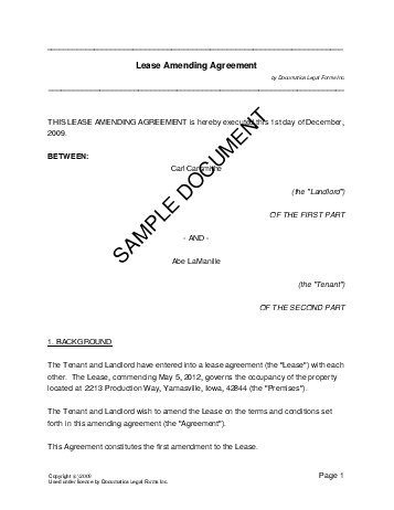 Contract amendment template word