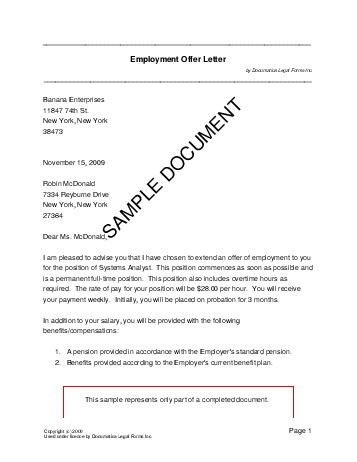 Employment Offer Letter (USA) - Legal Templates 